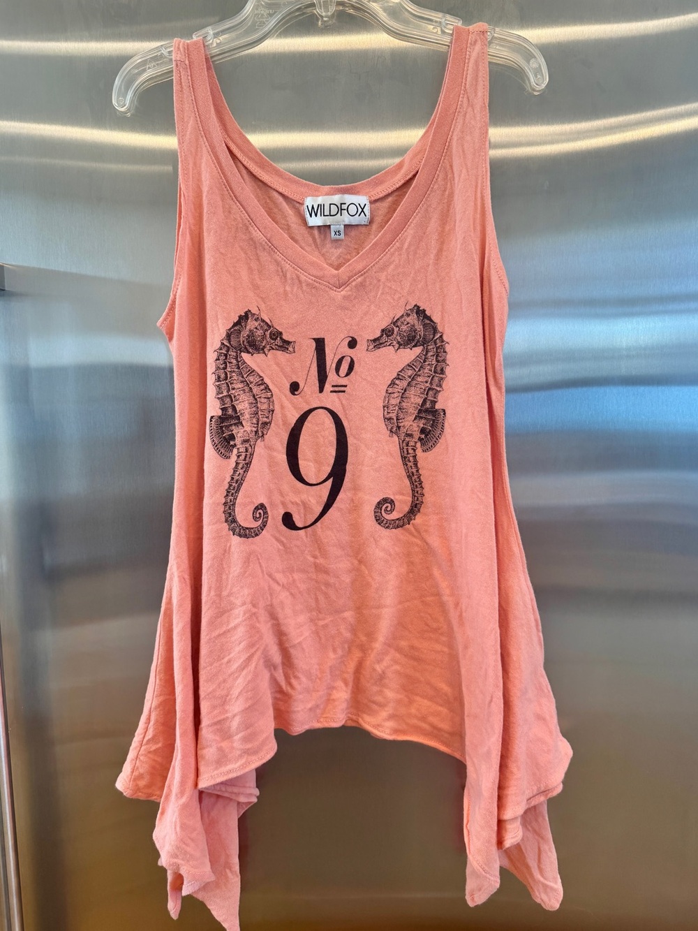 Wildfox Tank Top V Neck in Coral Orange Seahorse No.9 , great used condition